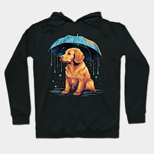 Golden Retriever Rainy Day With Umbrella Hoodie